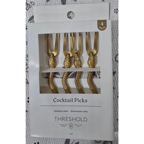 No.2 New Threshold Snake Cocktail Picks – 4pc Gold Stainless Steel - Picture 6 of 7